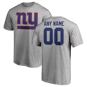 New York Giants Customized Icon Name & Number T-Shirt - Heather Gray