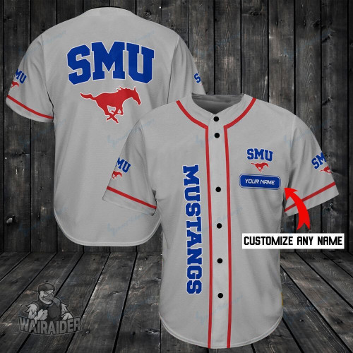 Men's SMU Mustangs Style Customizable Baseball White Jersey Shirt , NCAA jerseys
