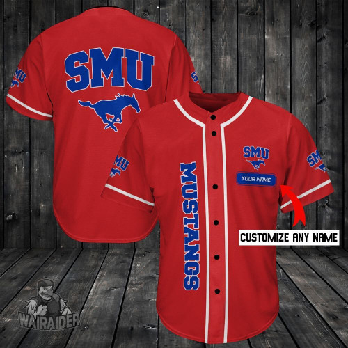 Men's SMU Mustangs Style Customizable Baseball Red Jersey Shirt , NCAA jerseys