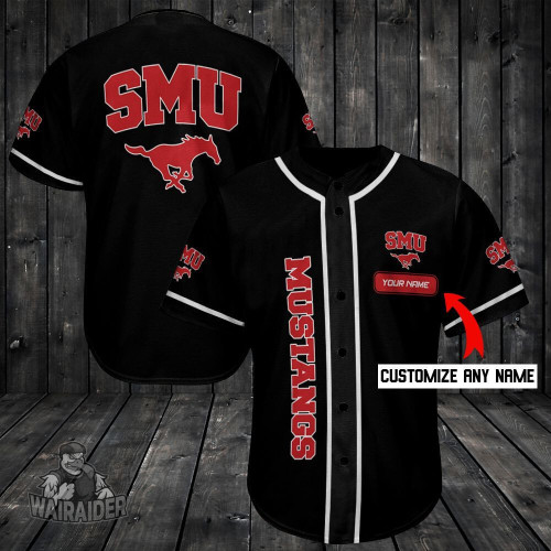 Men's SMU Mustangs Style Customizable Baseball Black Jersey Shirt , NCAA jerseys