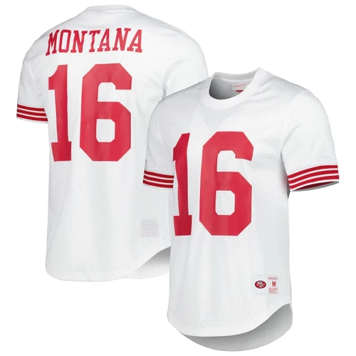 Men's Mitchell & Ness Joe Montana White San Francisco 49ers Retired Player Name & Number Mesh Top