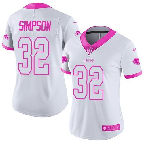 Women's Buffalo Bills O.J. Simpson #32 White Pink Stitched NFL Jersey
