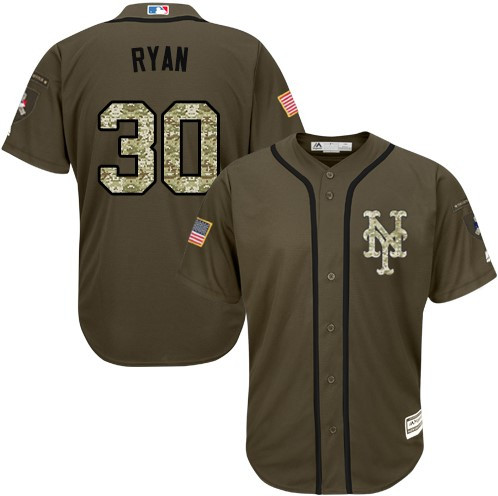 Men's New York Mets #30 Nolan Ryan Green Salute to Service Baseball Jersey