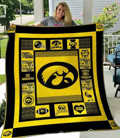 Iowa Hawkeyes Quilt Blanket ��� Limited Quilt Blanket Size Single, Twin, Full, Queen, King, Super King  , NCAA Quilt Blanket 