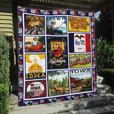 NCAA Iowa Hawkeyes 3D Customized Personalized Quilt Blanket 446  Size Single, Twin, Full, Queen, King, Super King  , NCAA Quilt Blanket 