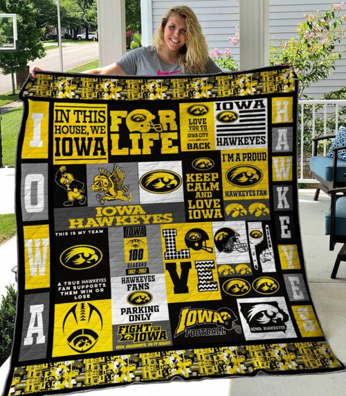 Ncaa Iowa Hawkeyes 3D Customized Personalized 3D Customized Quilt Blanket Size Single, Twin, Full, Queen, King, Super King  , NCAA Quilt Blanket 