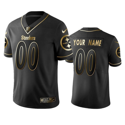 Custom Nfl Jersey, 2019 Pittsburgh Steelers Custom Black Golden Edition Vapor Untouchable Limited Jersey - Men's