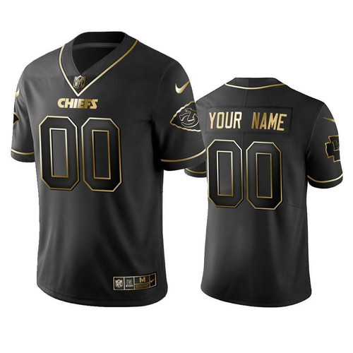 Custom Nfl Jersey, 2019 Kansas City Chiefs Custom Black Golden Edition Vapor Untouchable Limited- Men's Jersey