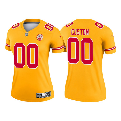 Custom Nfl Jersey, Women's Custom Kansas City Chiefs 2021 Inverted Legend Jersey - Gold