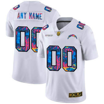 Custom Nfl Jersey, Men's Los Angeles Chargers Customized 2020 White Crucial Catch Limited Stitched Jersey