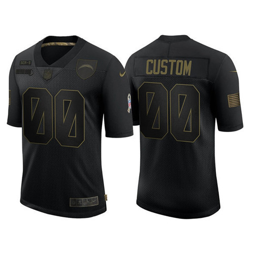 Custom Nfl Jersey, Men's Los Angeles Chargers Customized 2020 Black Salute To Service Limited Stitched Jersey