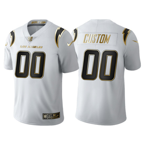Custom Nfl Jersey, Los Angeles Chargers #00 Custom 2020 White Golden Limited Jersey