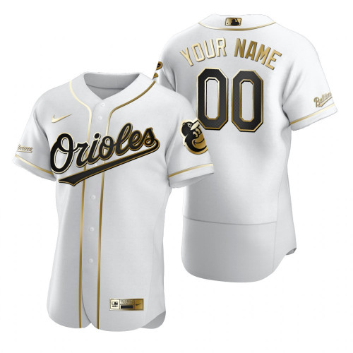Men's Baltimore Orioles Custom White Stitched Flex Base Golden Edition MLB Jersey