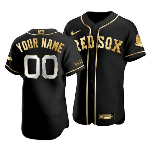 Men's Boston Red Sox Custom #00 Golden Edition Black Jersey