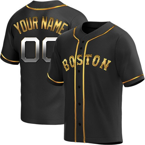 Custom Boston Red Sox Youth Replica Alternate Jersey - Black Golden