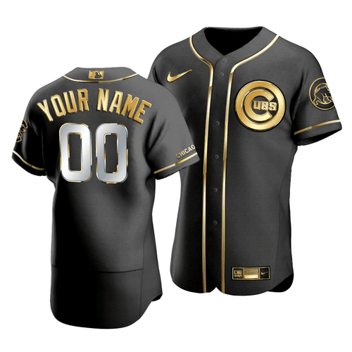 Men's Chicago Cubs Custom #00 Golden Edition Black Jersey , MLB Jersey
