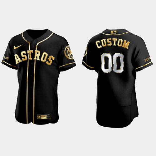 Houston Astros #00 Custom Golden Edition Jersey - Black