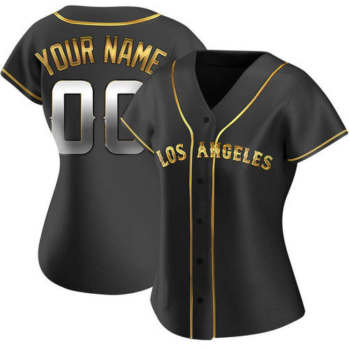 Replica Custom Women's Los Angeles Angels Black Golden Alternate Jersey