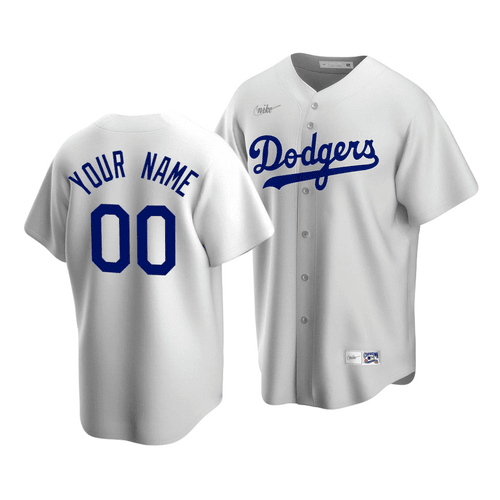Dodger Jersey Custom, Men's Los Angeles Dodgers Custom #00 Cooperstown Collection White Home Jersey