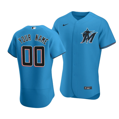 Miami Marlins Custom #00 2020 Alternate Jersey - Blue