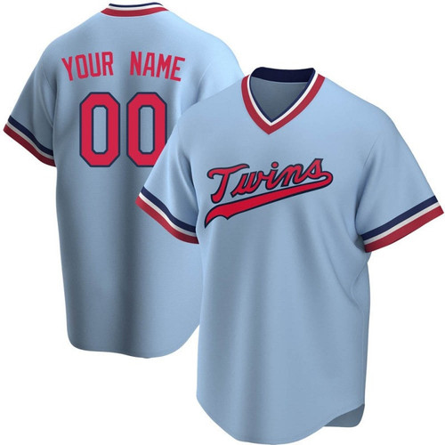 Custom Twins Jersey, Youth Custom Minnesota Twins Replica Light Blue Road Cooperstown Collection Jersey