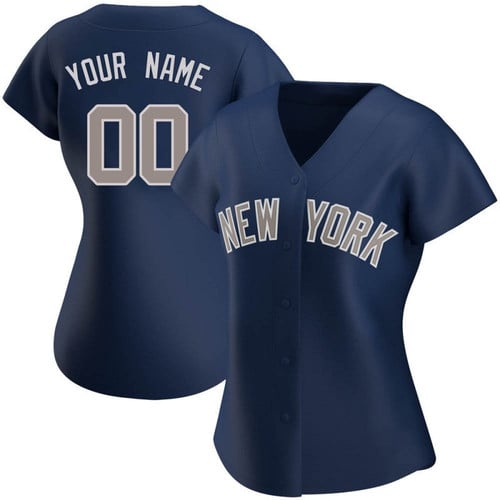 Customized Yankees Jersey, Custom Women'S New York Yankees Alternate Jersey - Navy Replica