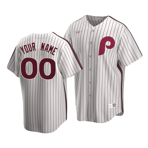 Men's Philadelphia Phillies Custom #00 Cooperstown Collection White Home Jersey