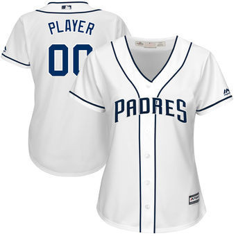 Women's San Diego Padres Majestic White Cool Base Custom Baseball Jersey