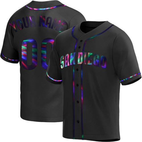 Replica Custom Youth San Diego Padres Black Holographic Alternate Jersey