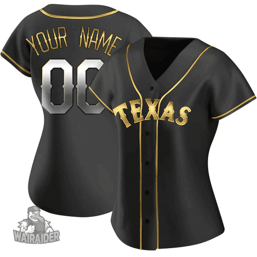 Black Golden Custom Women's Texas Rangers Alternate Jersey - Replica