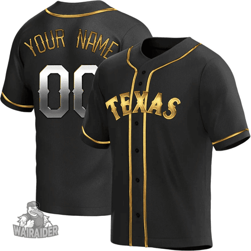 Black Golden Custom Youth Texas Rangers Alternate Jersey - Replica