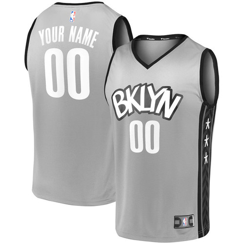 Youth Brooklyn Nets Custom #00 Jumpman Statement Edition Gray Jersey