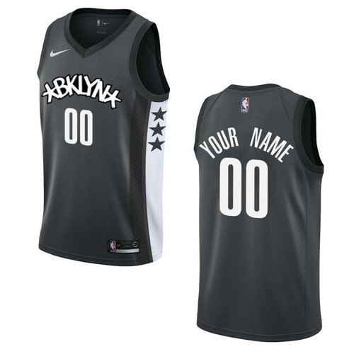 Men's 2019-20 Brooklyn Nets #00 Custom Statement Swingman Jersey - Black , Basketball Jersey
