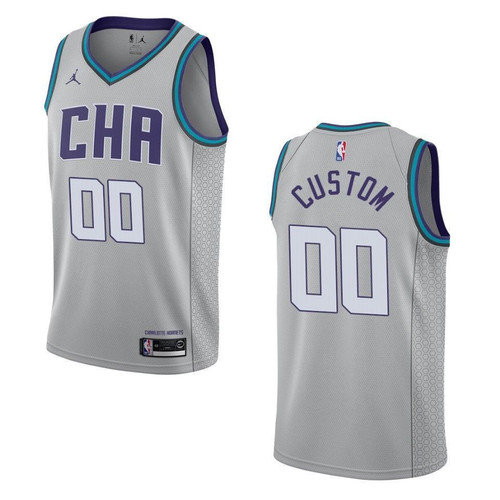 2019-20 Men's Charlotte Hornets #00 Custom City Edition Swingman Jersey - Gray
