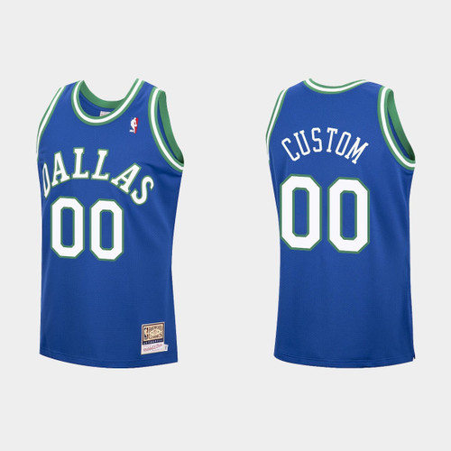 Dallas Mavericks Custom #00 Mitchell & Ness Hardwood Classics Blue Jersey - Youth