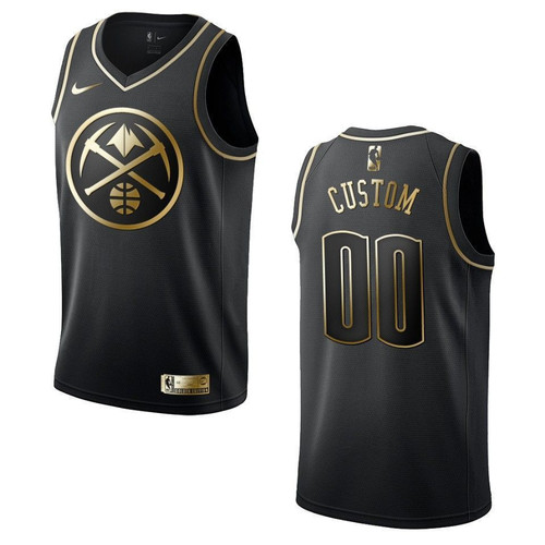 Denver Nuggets Custom Jersey, Men's Denver Nuggets #00 Custom Golden Edition Jersey - Black , Basketball Jersey