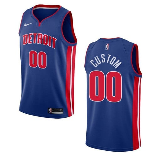 Men's Detroit Pistons #00 Custom Icon Swingman Jersey - Blue , Basketball Jersey