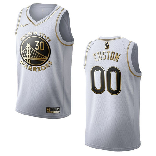 Men's Golden State Warriors #00 Custom Golden Edition Jersey - White , Basketball Jersey