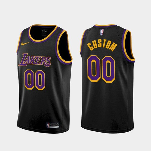 Customize Lakers Jersey, Men’s Los Angeles Lakers Custom 2021 Earned Black Jersey