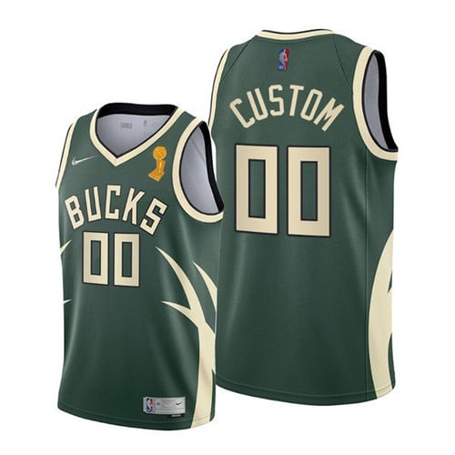 Men's Milwaukee Bucks Active Player Custom 2021 Green Finals Champions City Edition Stitched Basketball Jersey