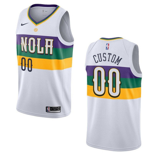 2019-20 Men New Orleans Pelicans #00 Custom City Edition Swingman- White Jersey