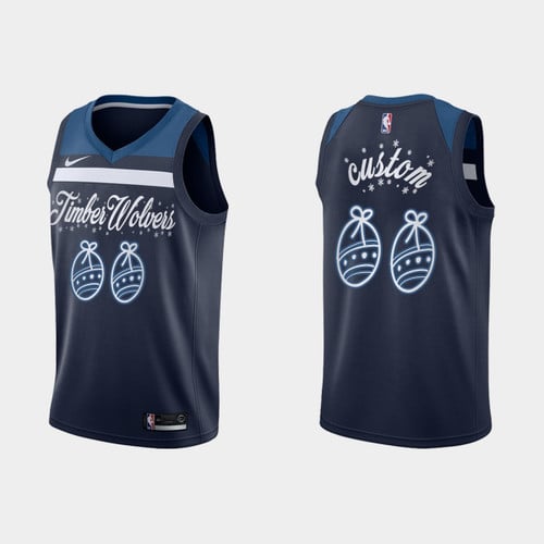 Minnesota Timberwolves Custom No.00 2020 Christmas Night Jersey Navy Festive Special Edition for youth