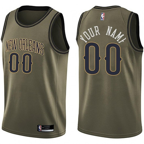 Youth Custom New Orleans Pelicans Swingman Green Salute to Service Jersey