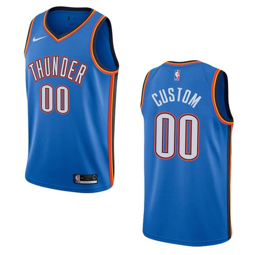 Men's Oklahoma City Thunder #00 Custom Icon Swingman Jersey - Blue
