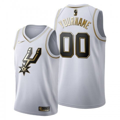 #00 Custom San Antonio Spurs 2020-21 Golden Edition White Jersey