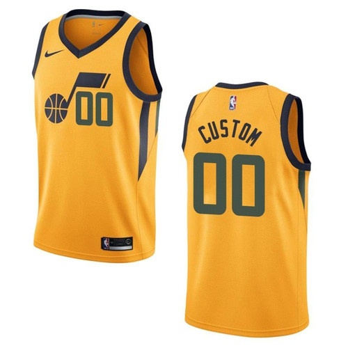 Men's Utah Jazz #00 Custom Statement Swingman Jersey - Yellow , Basketball Jersey