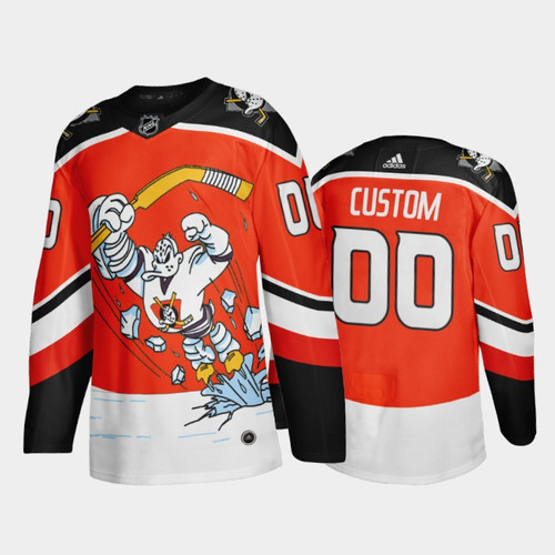Men's Anaheim Ducks Custom #00 2021 Reverse Retro Orange Third  Jersey