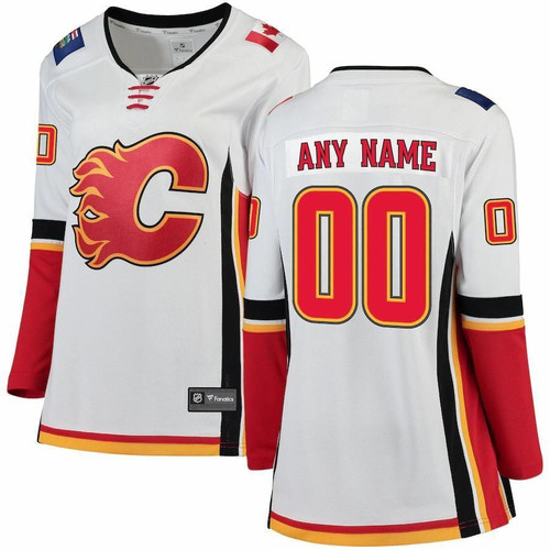 Calgary Flames Wairaiders Women's Away Breakaway Custom- White Jersey
