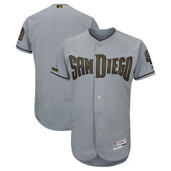 Custom Padres Jersey, Men's San Diego Padres Majestic Gray 2018 Memorial Day Collection Flex Base Team Custom Jersey, Padres Jackie Robinson Jersey
