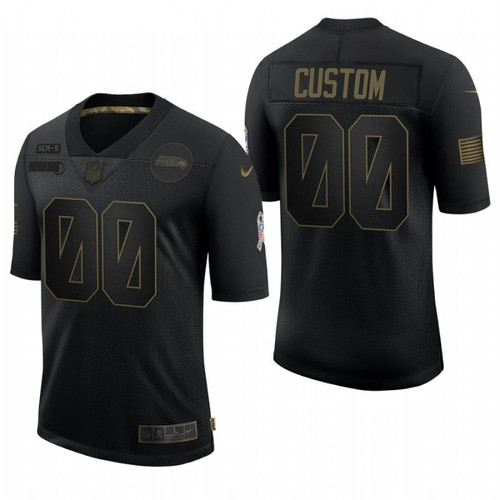 Custom Nfl Jersey, Custom Seahawks Throwback Jersey, Men's Seattle Seahawks Custom Black 2020 Salute To Service Limited Jersey